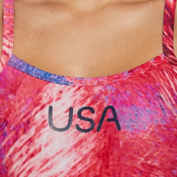 Nike USA Olympic Team Swimsuit One Piece Womens Red Blue Tie Dye Size 38/ WMS 12 - Picture 3 of 8